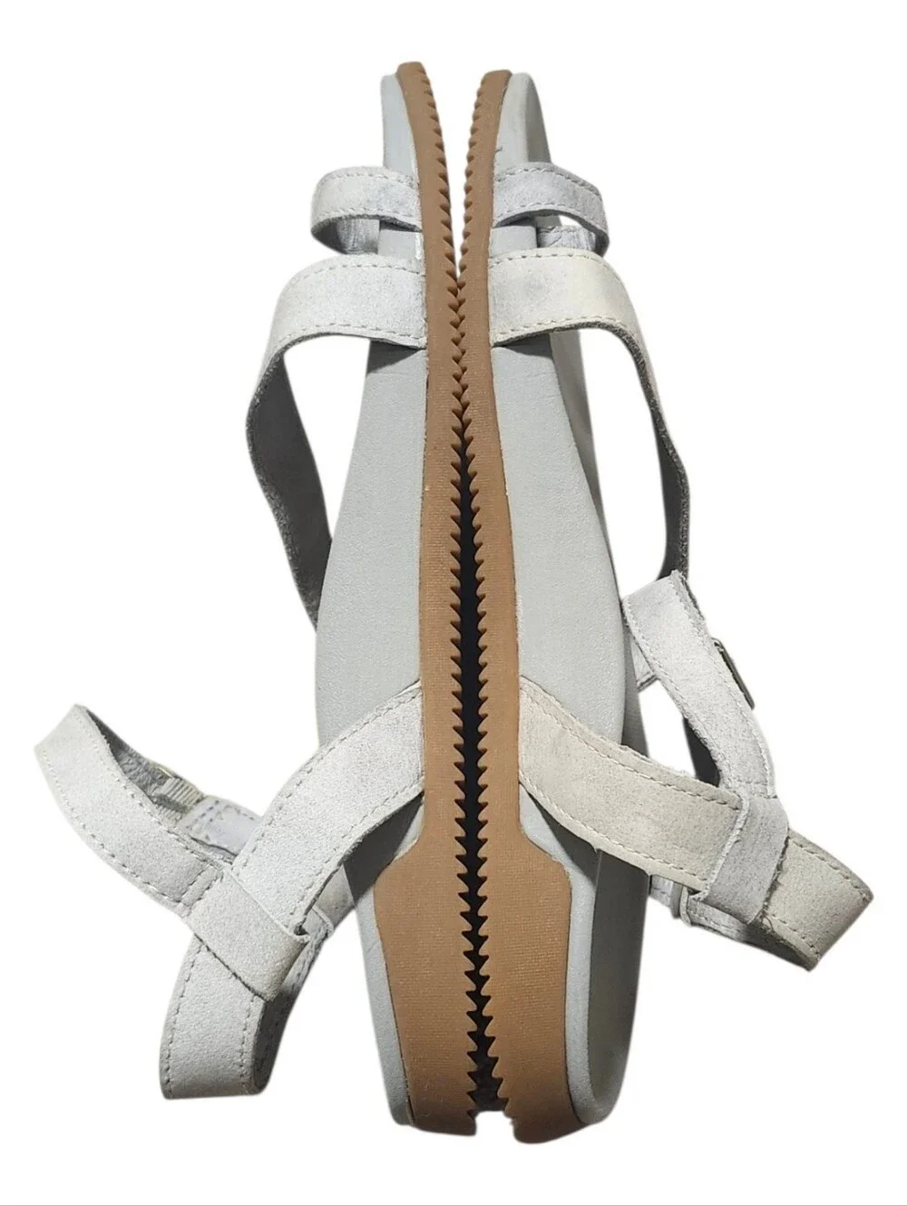 EUC Chaco Tulip Light Grey Leather Strappy Toe Loop Sandal Size US 7